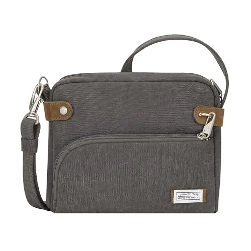Travelon Heritage canvas crossbody bag with anti-theft features