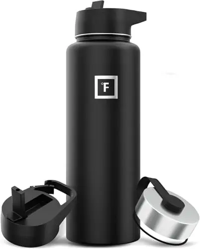 IRON FLASK 40 oz wide mouth stainless steel water bottle in midnight black