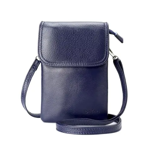 Befen genuine leather navy blue crossbody wallet purse