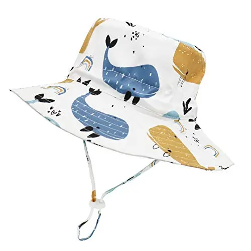 Infant sun hat with wide brim and mesh lining