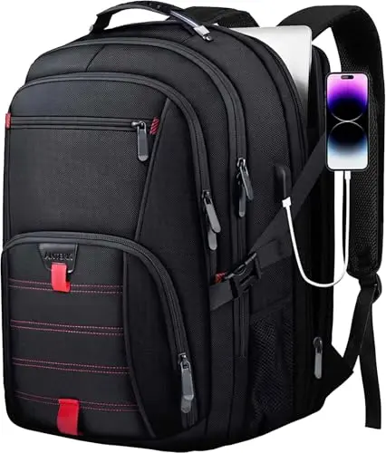 ANTERK large 50L black travel laptop backpack