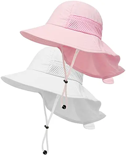 Two-pack of toddler sun hats with wide brim and neck flap