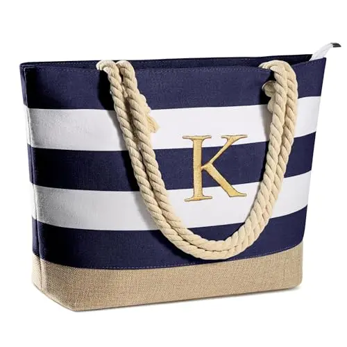 YOOLIFE Monogram Beach Bag with inner lining