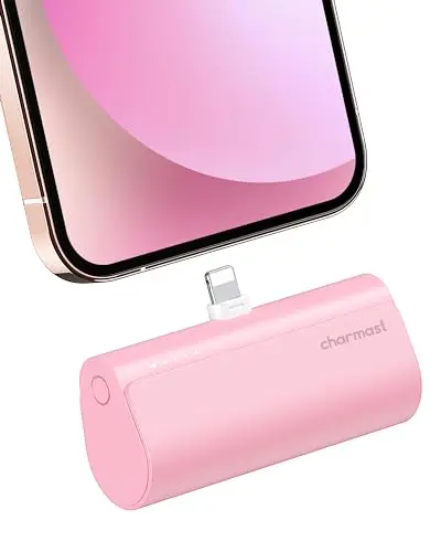Charmast pink mini portable charger for iPhone