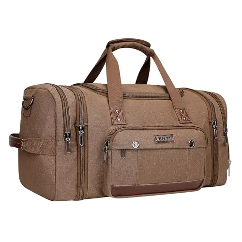 Witzman Brown Recycled Canvas Duffle Bag