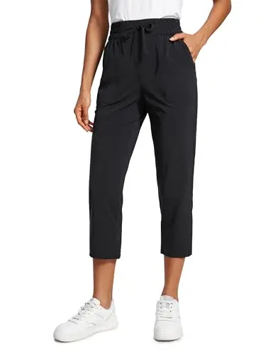 CRZ YOGA lightweight cropped capri pants for travel and casual wear.