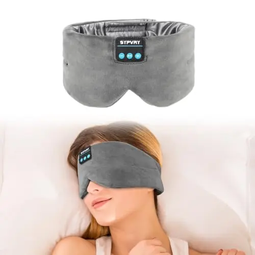 SYPVRY grey silk Bluetooth sleep mask with zipper design