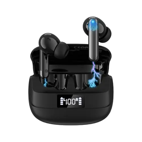 AHORALA 007 Wireless Noise Canceling Earbuds with a unique flip-design charging case.