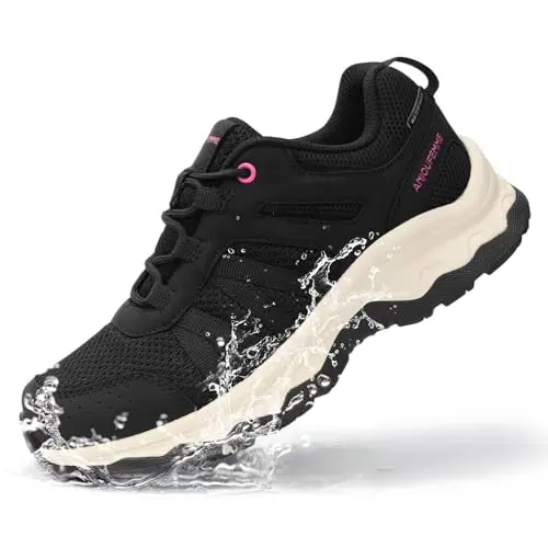 ANJOUFEMME women's waterproof hiking shoes with non-slip sole