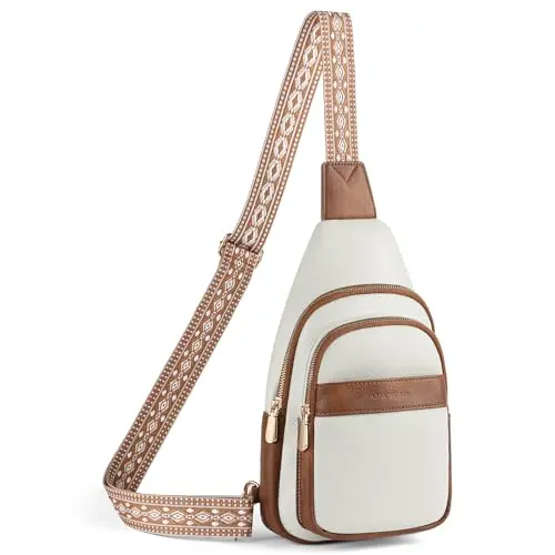 GAEKEAO trendy vegan leather chest purse in a stylish color with a long strap.