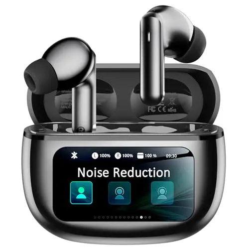 WYNESS T27 wireless earbuds with smart touchscreen charging case