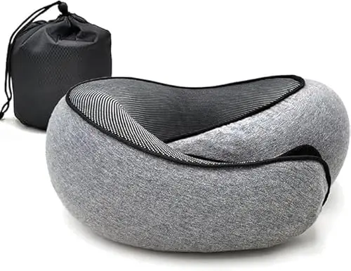 RURING dark gray memory foam travel neck pillow rolled up