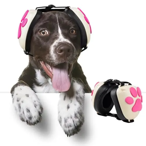 Famikako upgraded dog ear muffs with cute dog paw pattern on ear cups