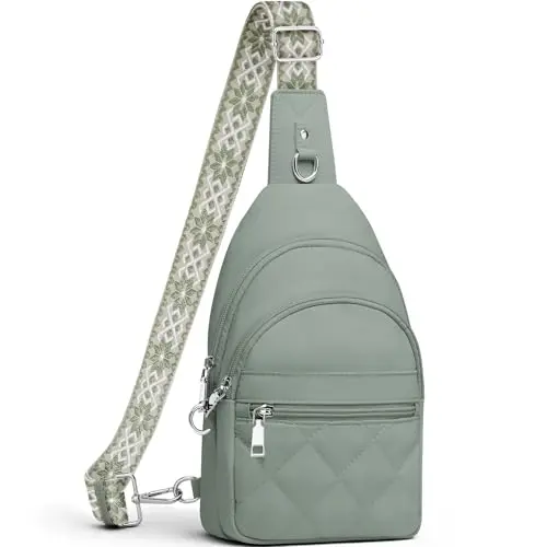 SYTRAH green puffy nylon anti-theft crossbody sling purse